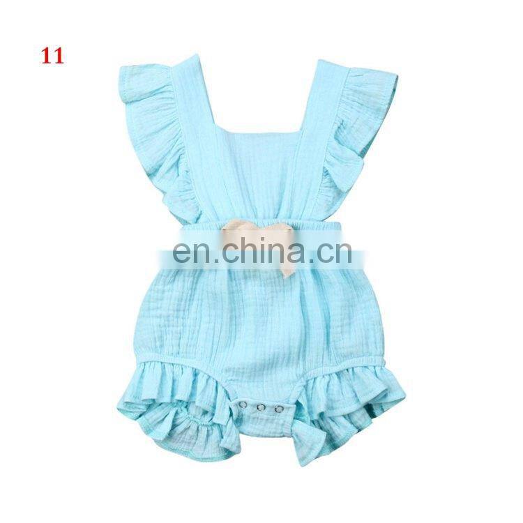 2019 summer New Design Baby Girl Summer Romper Bodysuits Cotton Flutter Sleeve Romper Outfits Clothes