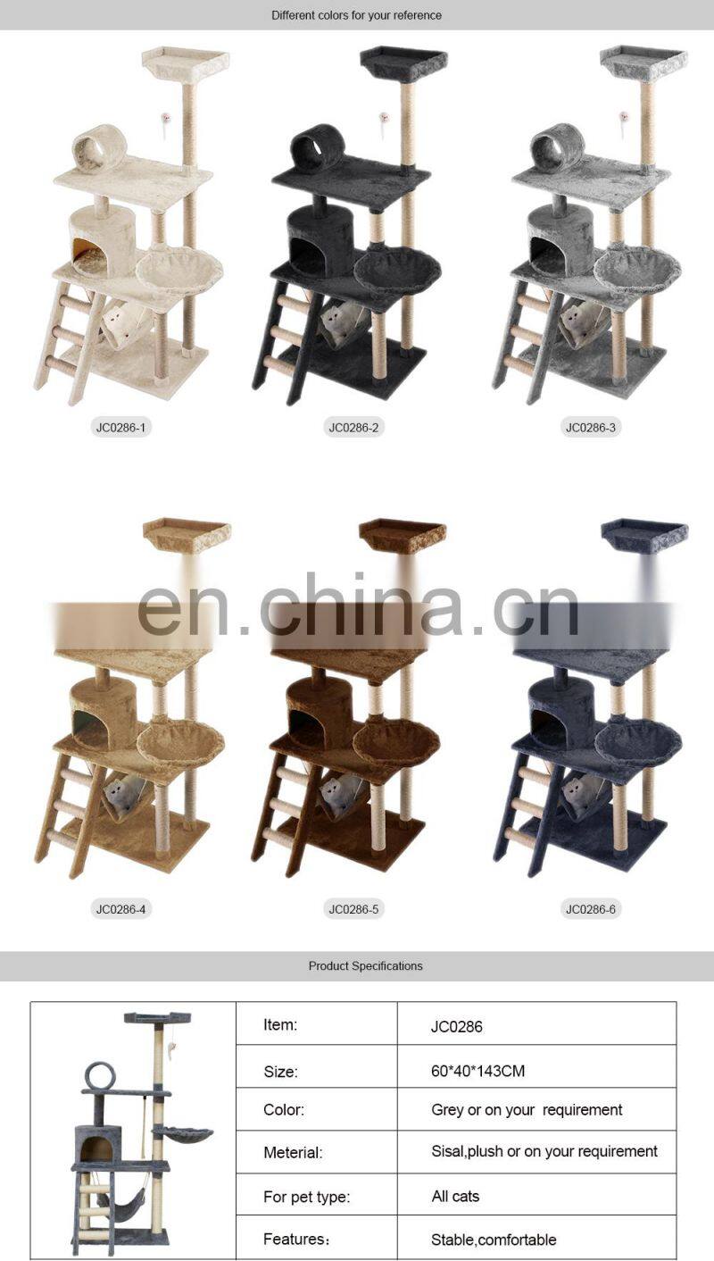 China Customized Design Plush Wooden Pet Condo Tower Supplier Furniture Factory Toys Cat Scratcher Tree House Tower