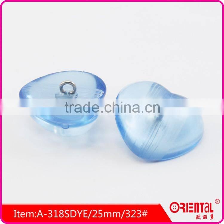 colorful heart shape transparent acrylic shank button for shirt