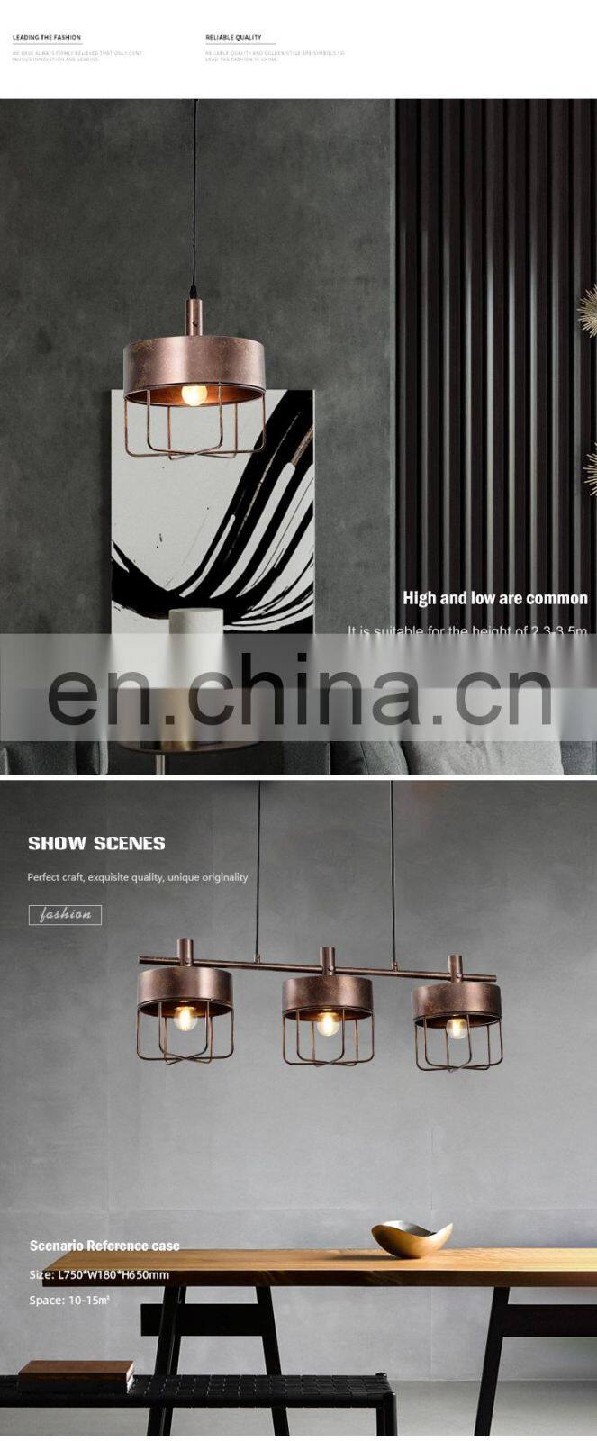 HUAYI New Design Vintage Style Iron Indoor 5W 15W Living Room Kitchen Hanging LED Pendant Light