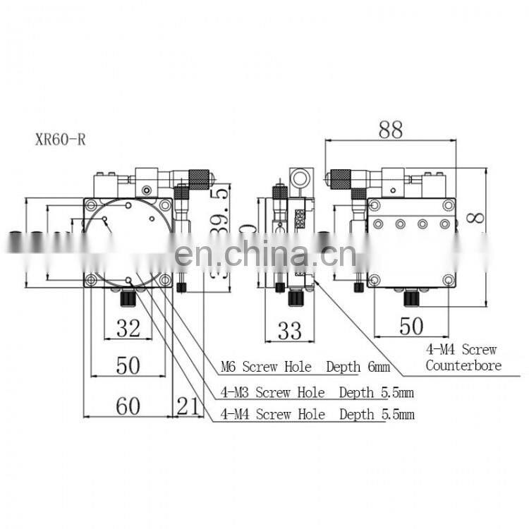 XR60-R XR Axis 60*60mm High Precision Optical Manual Displacement Platform Linear Stage