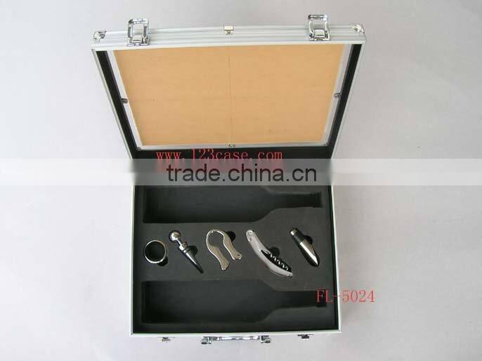 aluminum profile fireproof shell wine carrier case with lock and handle