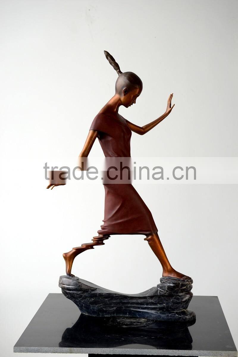 Bronze Statue Of Abstract Figure Women Elaborate Sculpture Interior Decorating