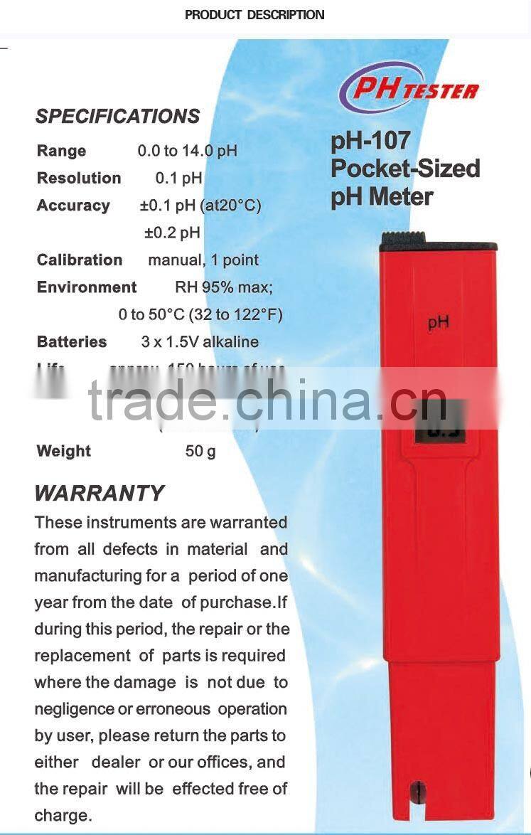 Hot sale high accuracy lab pen type pH meter