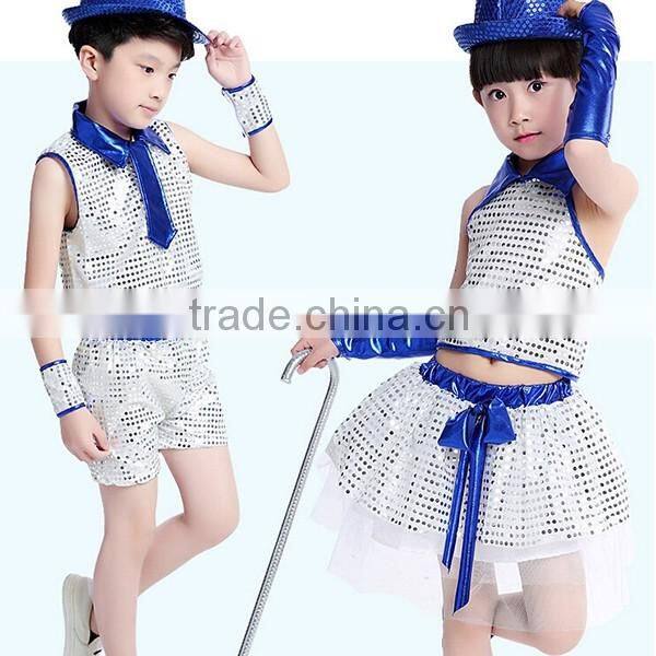 In stock girls and boys sequined jazz dance costume Modern dance costume modern dance costumes