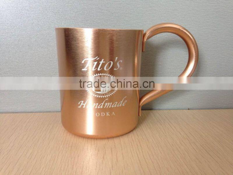CCBM-313 16oz (500ml) Aluminum Beer Mug beer tumbler moscow mule mugs with champagne solid copper color surface (Accept OEM)