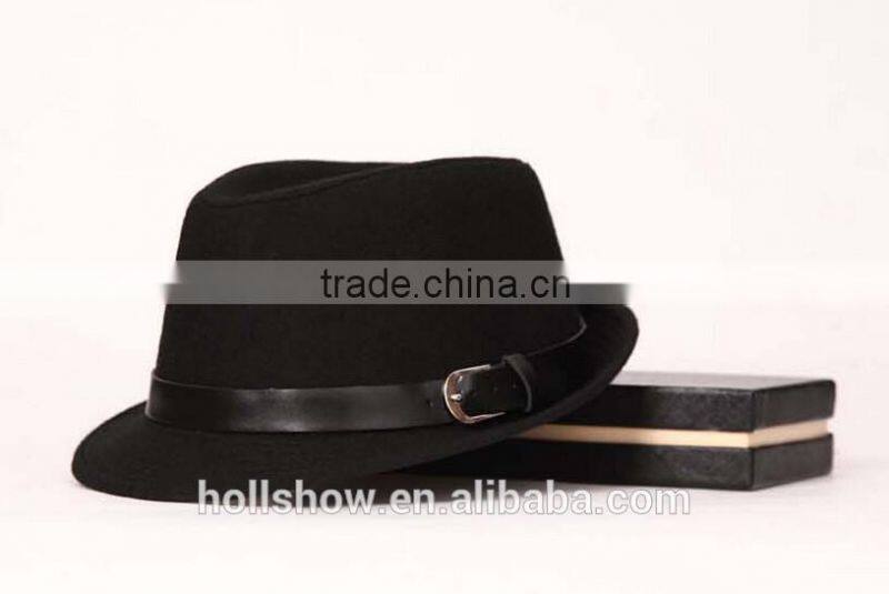 Star Favourite Trend All-match Man Women Trilby Fedora Cap With Leather Buckle