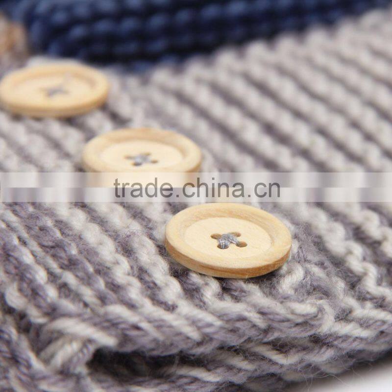 Wholesale Fashion Newest Crochet Patterns Girls Hair Accessories Button Knitted Headband