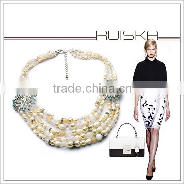 Stick Shaped Crystal Charm Beaded Bib Necklace