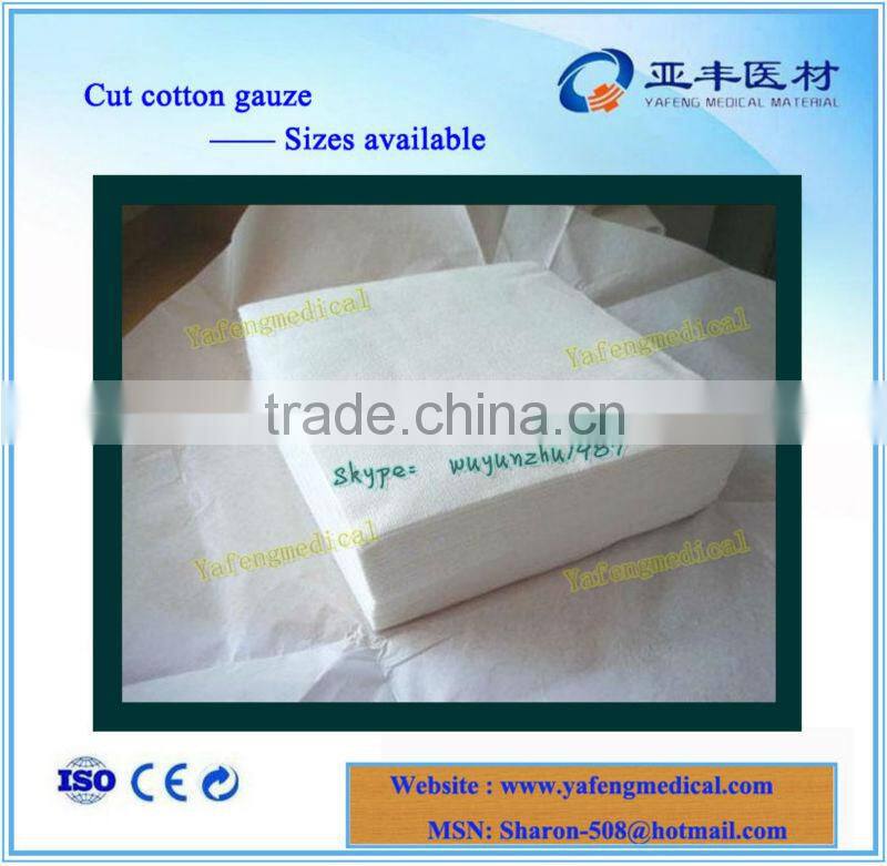 CE and ISO approved absorbent cutting cotton gauze