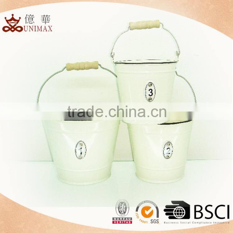 Home use pure white round water buckets with handle