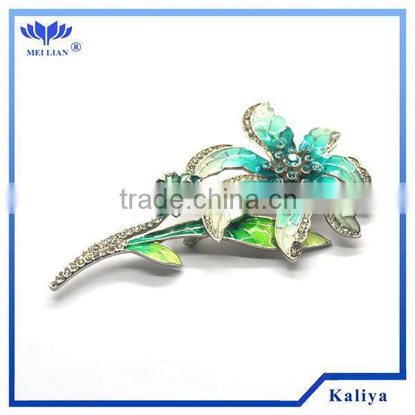 BLACK FLOWER RHINESTONE BROOCH WHOLESALE