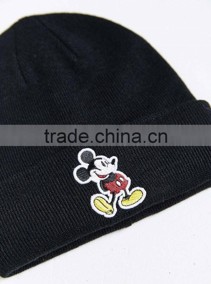 Promotional black warmth winter fun beanie knit hats for men