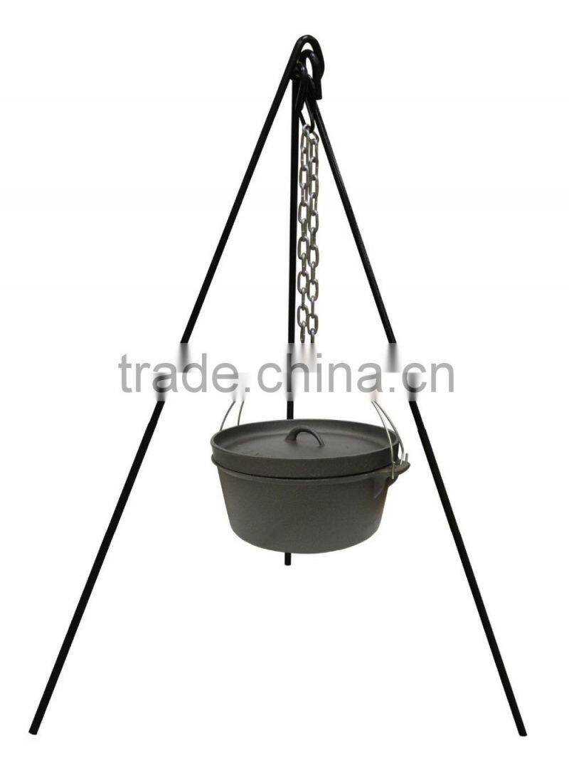 Pre-seasoned BBQ camping outdoor cast iron cookware dutch oven/pot with tripod