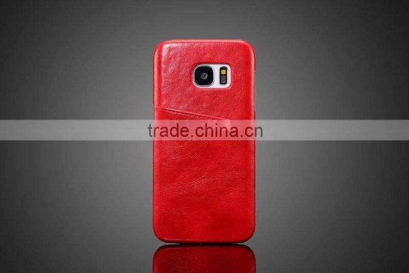 Low Price High Quality Leather Rubber Back Case for Samsung S7 edge Luxury Crazy Horse Grain Case with Card Slot SSZ MT-5536