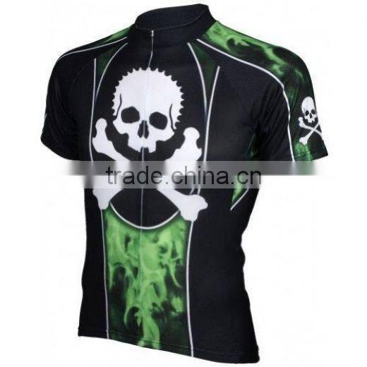 100%polyester sublimation pirate skeleton print cycling top shirt out door sport wear