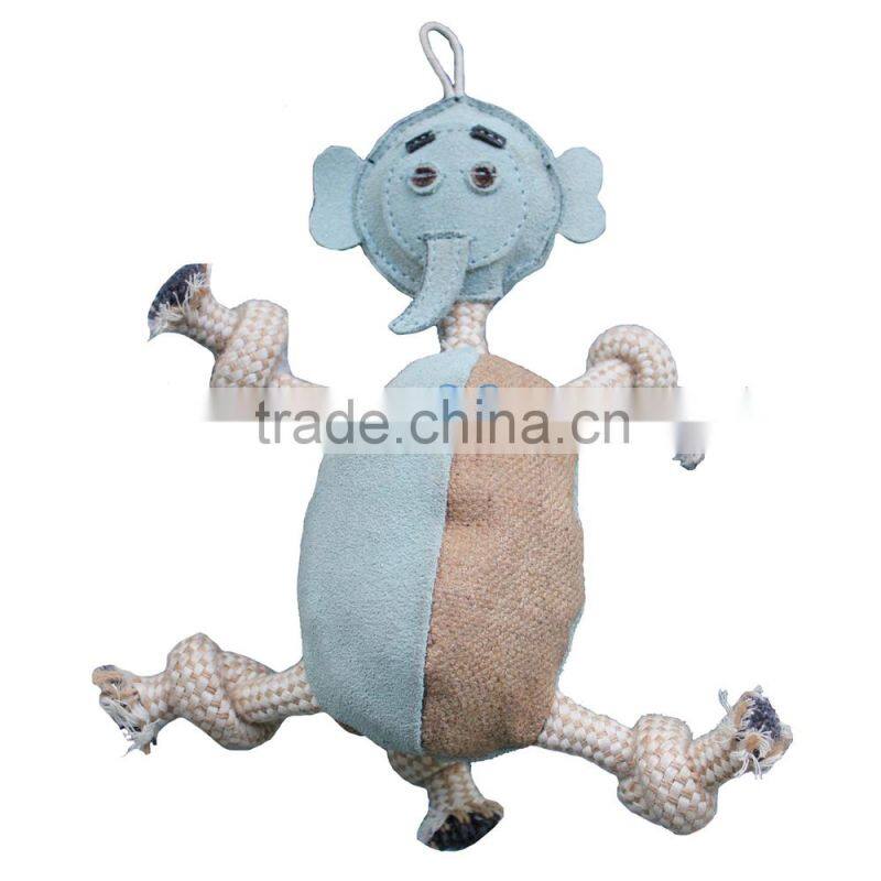 Suede Leather & Jute Toy Elephant Shape.