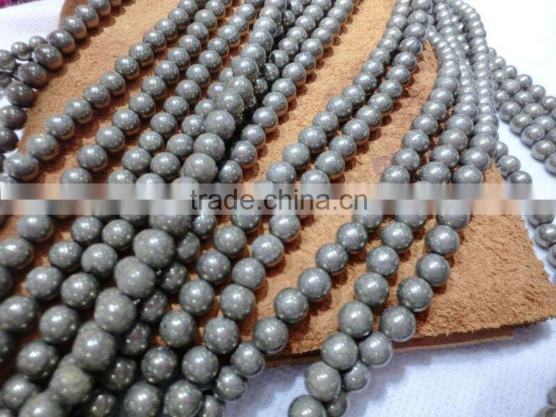 Wholesale pyrite, 4-8mm semi precious stone beads, pyrite stone loose round beads