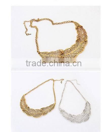 Silver Hollow Tree Leaf Choker Necklaces