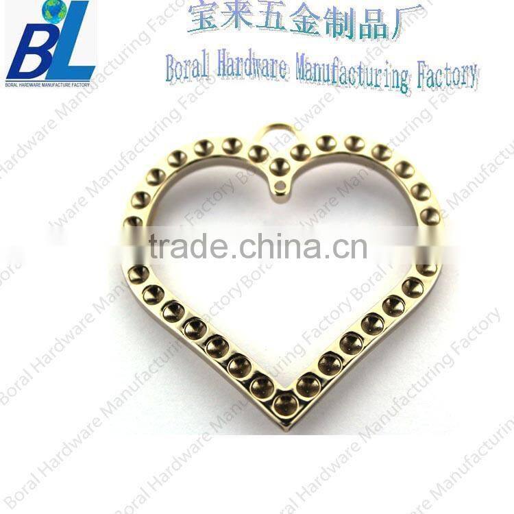 Zinc alloy heart shape zipper puller with rhinestone