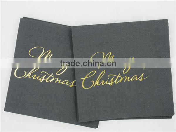 Disposable printed dyeing paper napkins/black printed napkin with customized logo