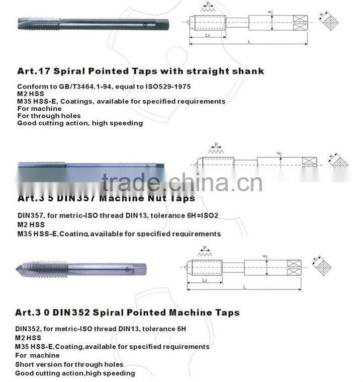 Fully ground M2 long shank taps