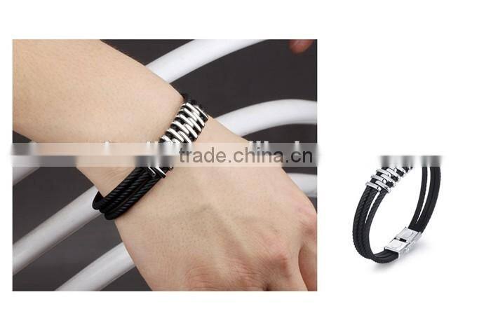 Top sale wholesale genuine silicone bracelet cool men's bracelet