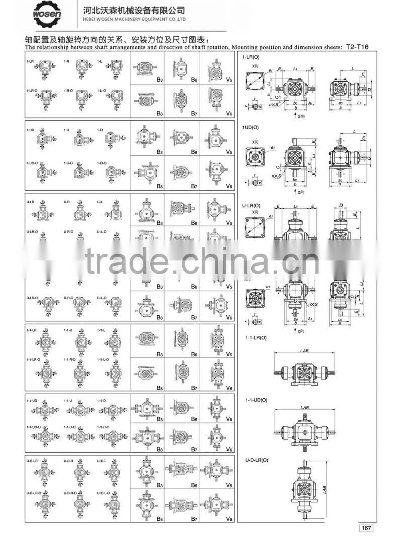 gearbox ratio 1:2 T series Spiral Bevel Gearbox