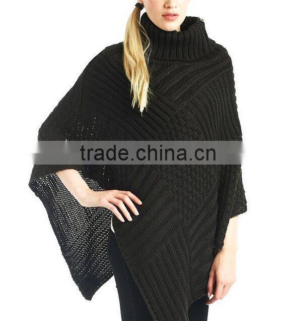 Winter Skies Black turtleneck poncho sweater