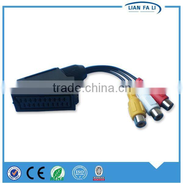 high quality 21 pin scart to 3 rca cable scart to dvi cable scart cable to rca cable