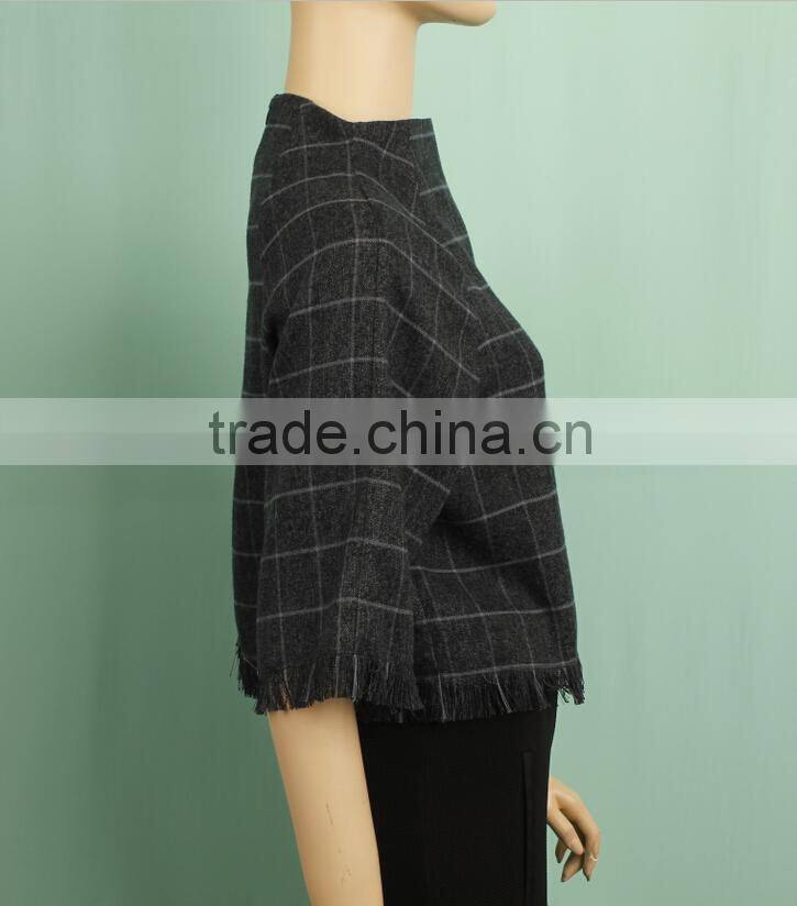 Wholesale manufacturer 2016 S/A high collar long sleeve new design ladies tops images WT151032961
