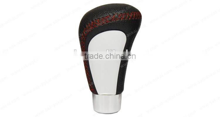 Manual Leather Shift Lever Knob Green Stitch Universal
