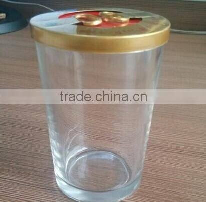 6OZ clear liquor shot glass with metal lid