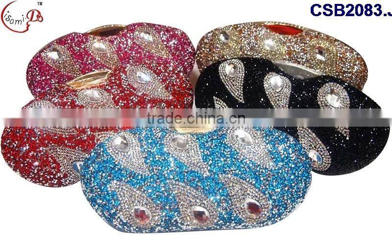 CSB2083 2016 No.1 sale new fashion New design Italian style high heel shoes bag with rhinestone for matching Cinderella dress