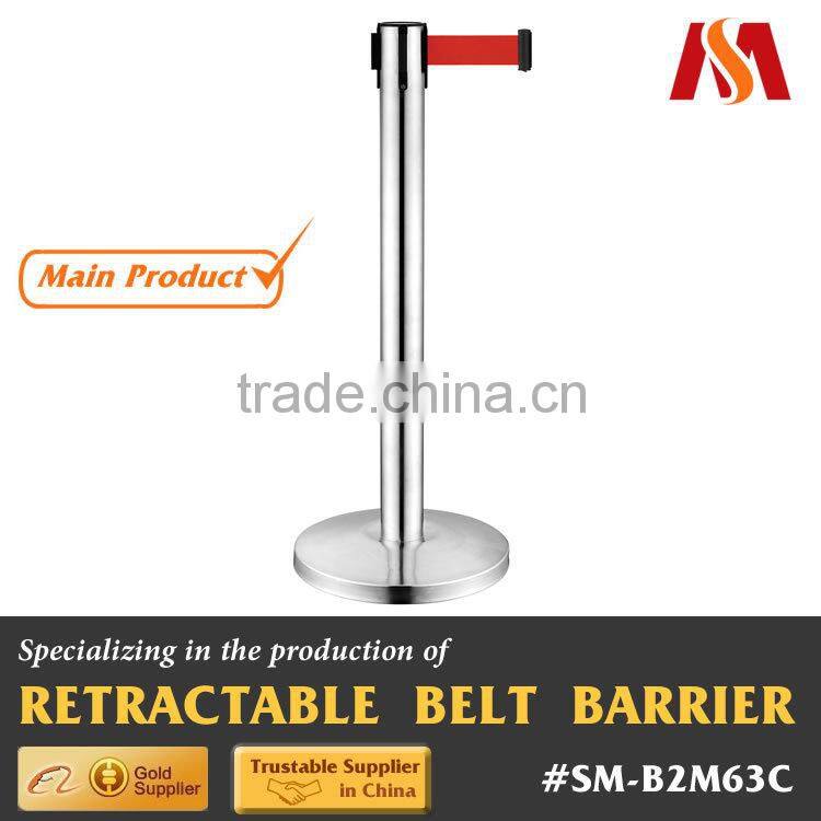 Economy Streching Retract Belt Safety Crowd Control Watiing Queue Management Line Stainless Steel Barrier Post