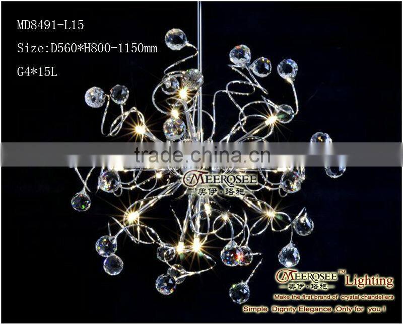 2014 Luxury Crystal Chandelier Chrome Chandelier Lights Crystal Light Fixture MD8491 L15