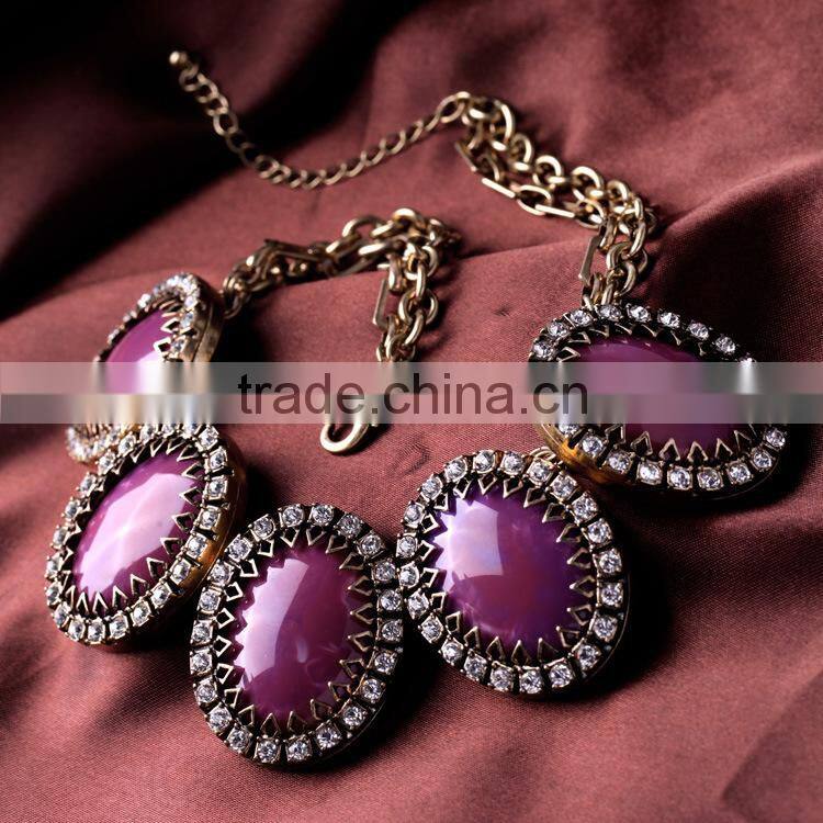 New Design Hot Sale Fashion oval heavy statement necklace, zinc alloy plated necklace, old fashioned necklaces