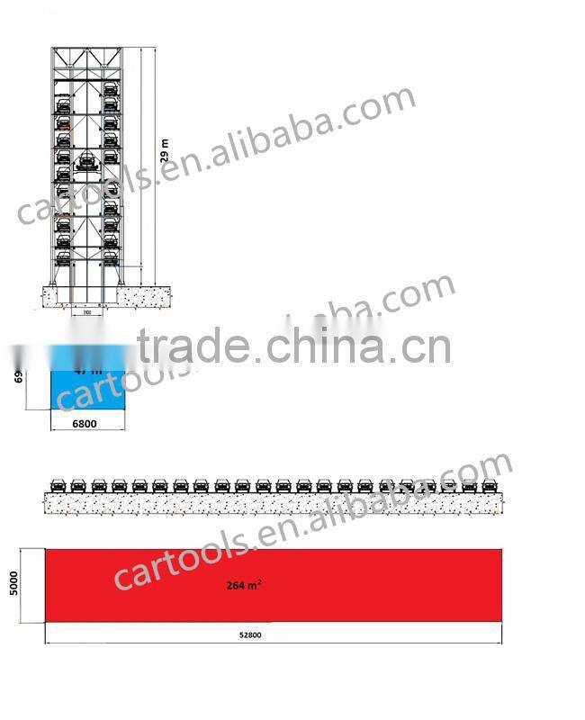 High level shopping plaza parking system