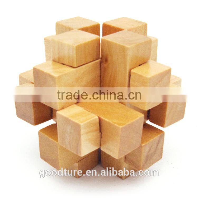 2015 Hot Sale Wooden IQ Intelligent Puzzle Magic Puzzle Kongming Lock Brain Teaser Model Number GAD1074