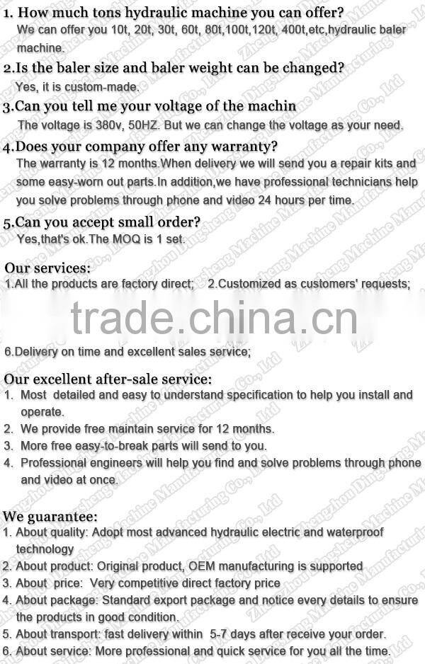 factory supplied hydraulic foam baler machine