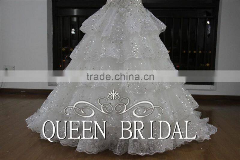 Real Works Luxury Bling Wedding Dresses Ball Gown in Turkey 2016