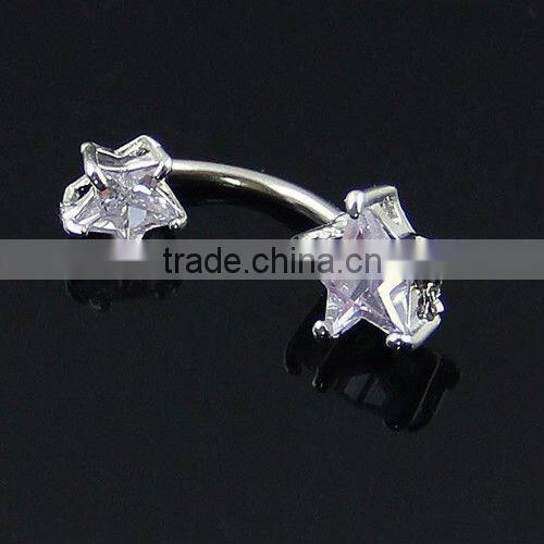 Star Purple Crystal Navel Belly Button Barbell Rings Rhinestone Barbell