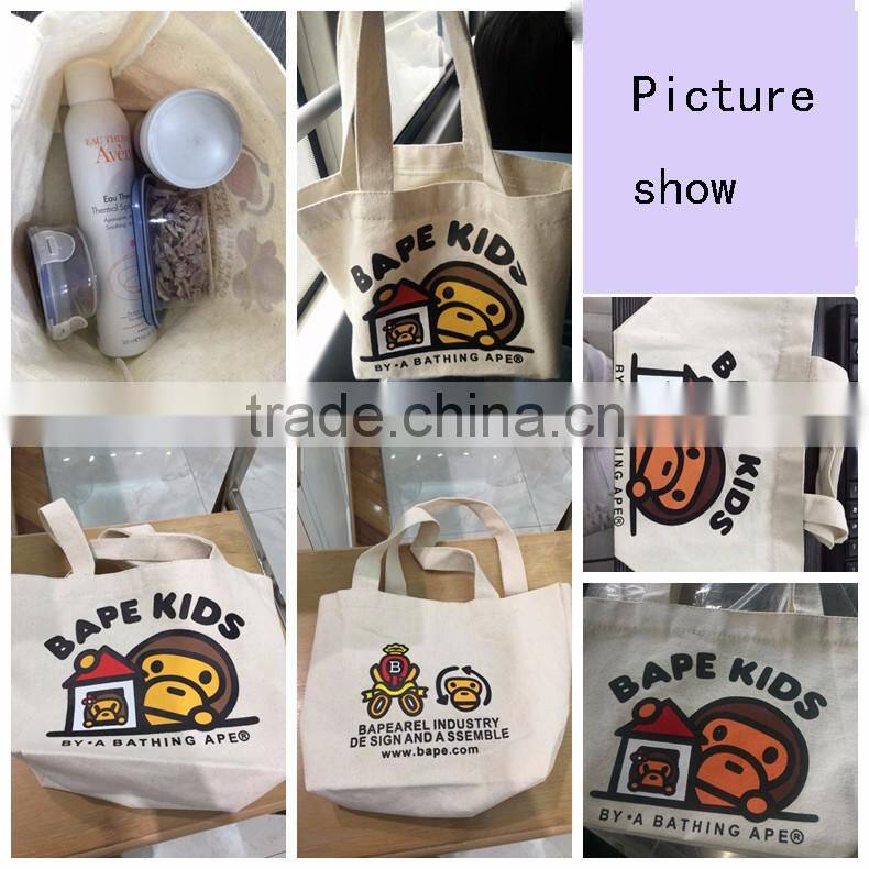 Foldable high quality cotton shopping tote bag with custom logo