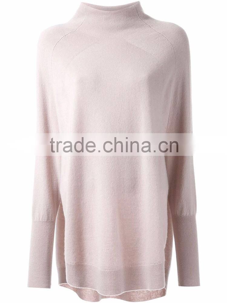 Ladies Beige cashmere turtleneck oversized jumper sweater