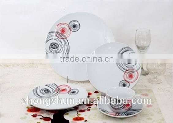 20pcs Coupe Porcelain Dinnerware Set, 4 Persons Tableware with decal