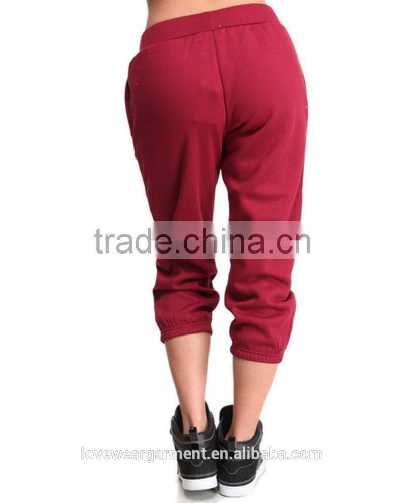 Cropped sweatpants women custom print cotton fleece sweatpants