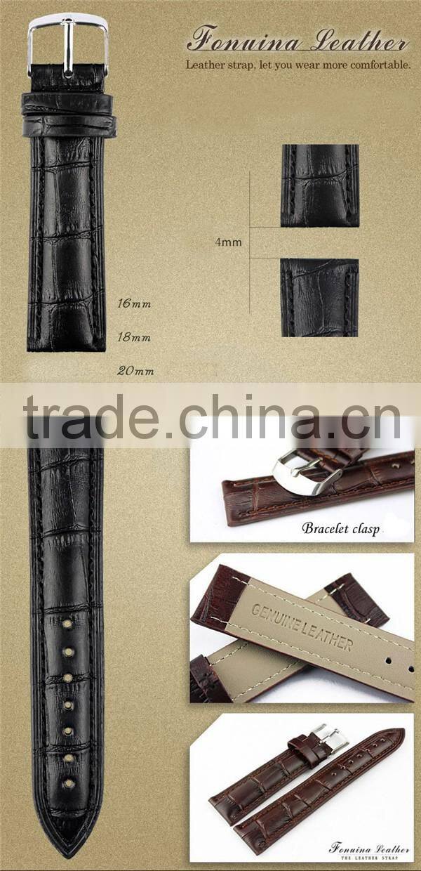 Wholesale quality Genuine leather watch strap,waterproof leather strap watch with buckle
