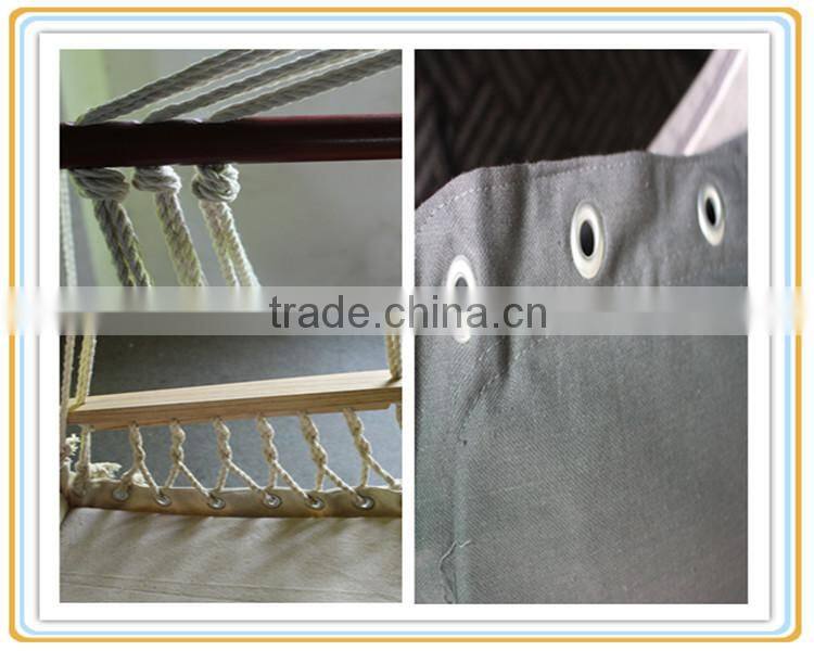 High quality cotton canvas wooden bar hammock chair with armrest