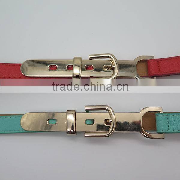 Leather fashion belt with hardware for women
