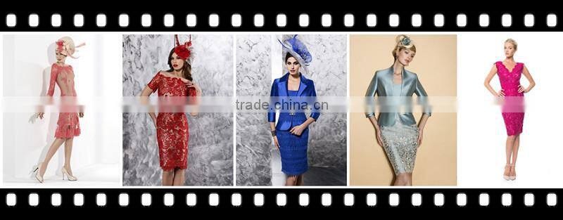 New Elegant Plus Size Knee Length Wedding Dress Bateau Short Sleeve Red Mother of the Groom Bride Lace Dresses Short 2015(MM04)